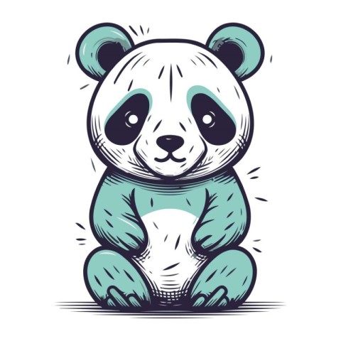 Cute panda bear. Hand drawn vector illustration. Isolated on whi