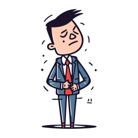 Businessman suffering from stomach ache. vector cartoon characte