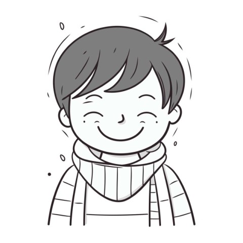 Illustration of a smiling boy wearing warm clothes. Vector illus