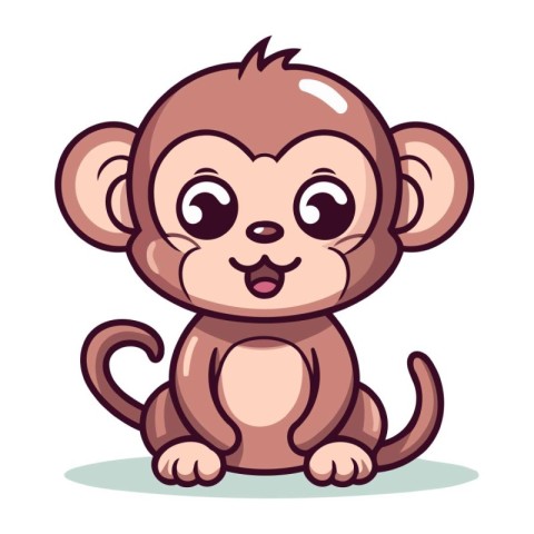 Cute cartoon monkey. Vector illustration. Isolated on white back