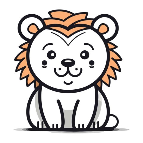 Cute cartoon lion. Vector illustration isolated on white backgro