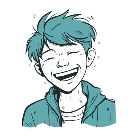 Portrait of a smiling boy. Vector illustration in sketch style.