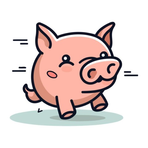 Cute piggy running vector illustration. Piggy running vector ill