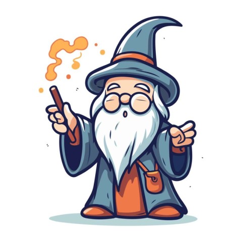 Wizard Vector Cartoon Character. Wizard Illustration. Wizard Cha