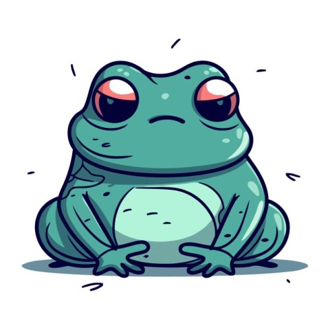 Cute Cartoon Frog. Vector Illustration. Isolated on White Backgr