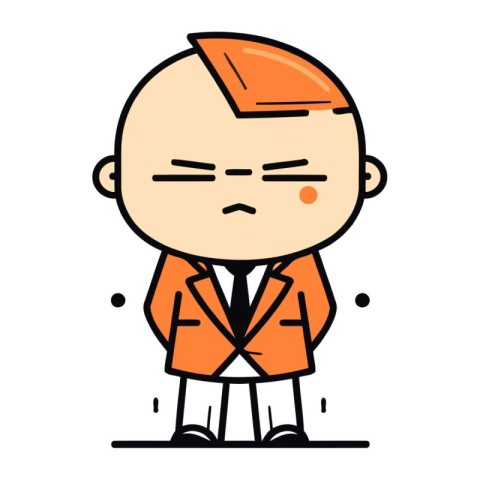 Sad cartoon man in suit. Vector illustration of sad man in suit.