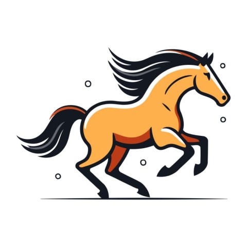 Running horse. Vector illustration. Isolated on a white backgrou