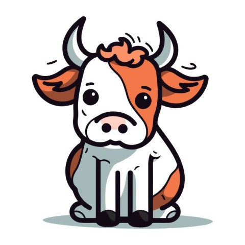 Cute cartoon cow. Vector illustration. Isolated on white backgro