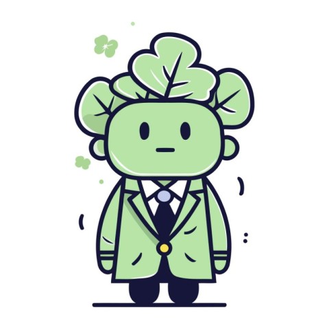 Vector illustration of a boy in a business suit with a cabbage.