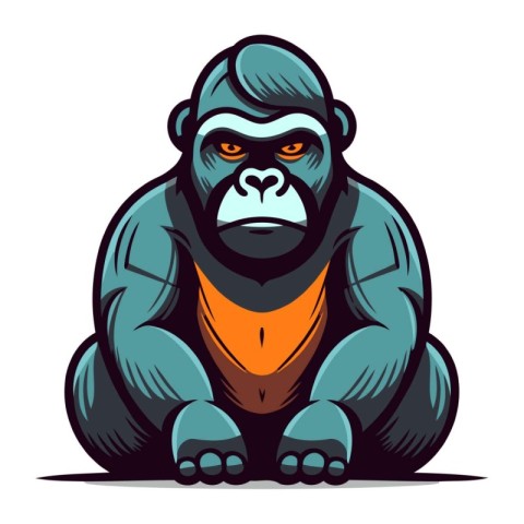 Gorilla. Vector illustration of a gorilla with an orange t shirt