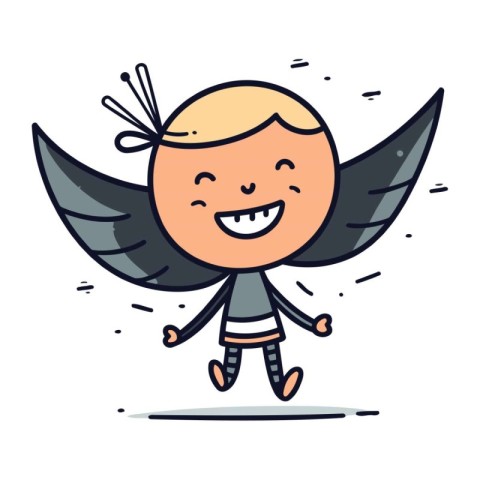 Cute cartoon angel. Vector illustration. Isolated on white backg