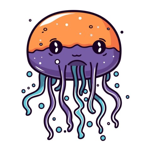 cute jellyfish kawaii character vector illustartion design