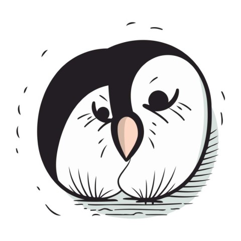 Cute penguin isolated on white background. Hand drawn vector ill