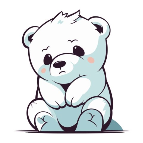 Cute cartoon polar bear on a white background. Vector illustrati