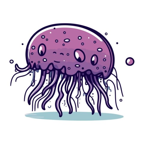 Illustration of a purple jellyfish on a white background. Vector