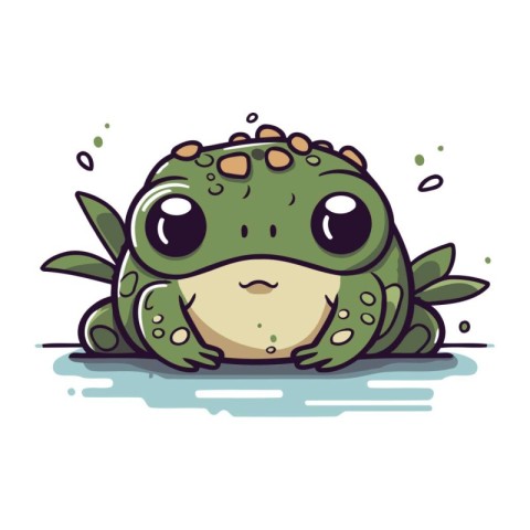 Cute cartoon frog. Vector illustration isolated on a white backg