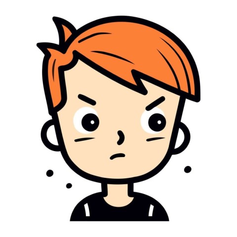 Angry boy with red hair. Vector illustration in cartoon style.