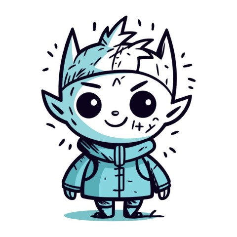 Cute little boy in winter clothes. Vector illustration on white