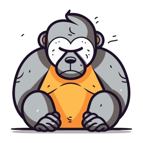 Gorilla Cartoon Mascot Character. Vector Illustration.