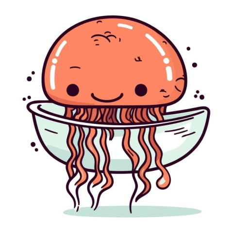 Cute cartoon jellyfish. Vector illustration of a cute jellyfish.