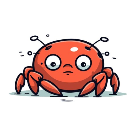 Funny cartoon red crab. Vector illustration isolated on white ba