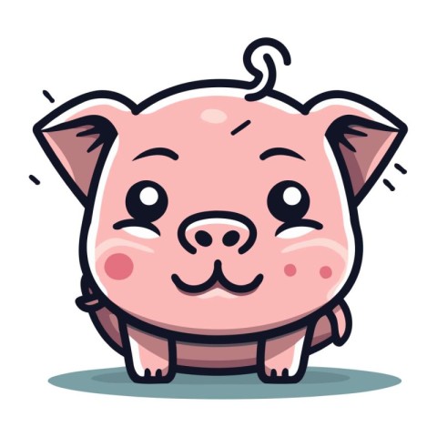 Cute piggy vector illustration. Cute piggy cartoon character.