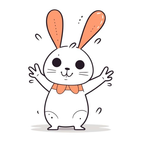 Cute rabbit with orange scarf. Vector illustration. Cartoon char