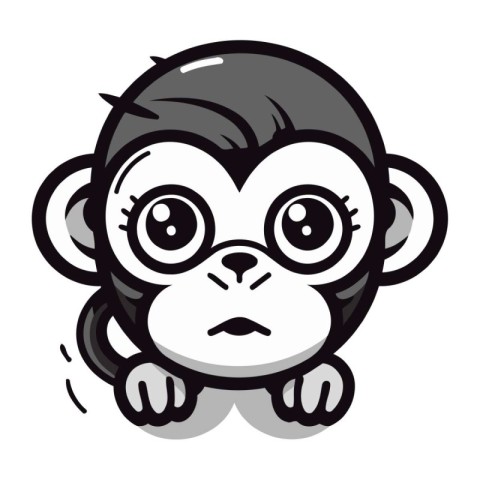 Monkey Face Cartoon Mascot Character Vector Icon Illustration De