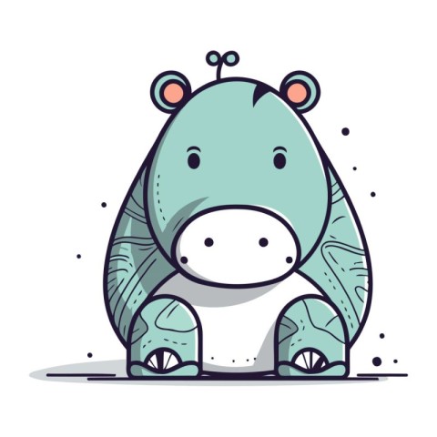 Cute cartoon hippo. Vector illustration of a wild animal.