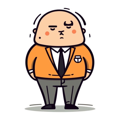 Sad Boss Cartoon Character Vector Illustration. Businessman Flat