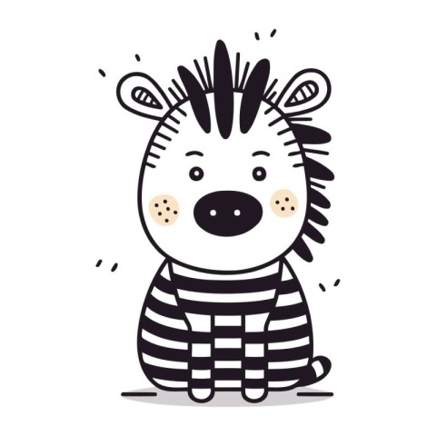 Cute little zebra. Vector illustration in doodle style.