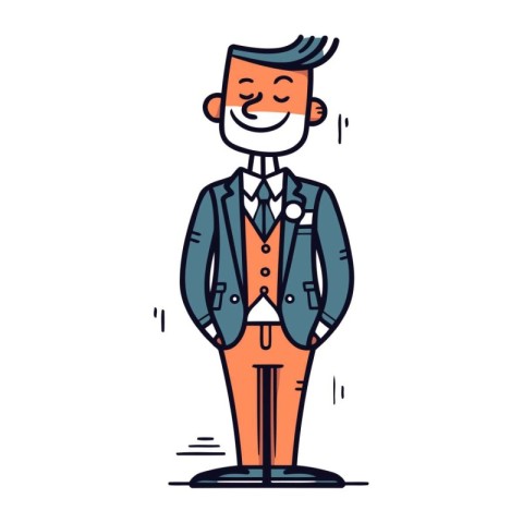 Businessman in suit. Vector illustration in doodle style.