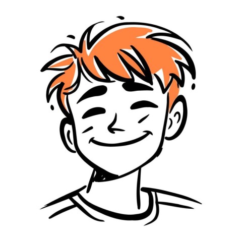 Portrait of a smiling red haired boy. Vector illustration.