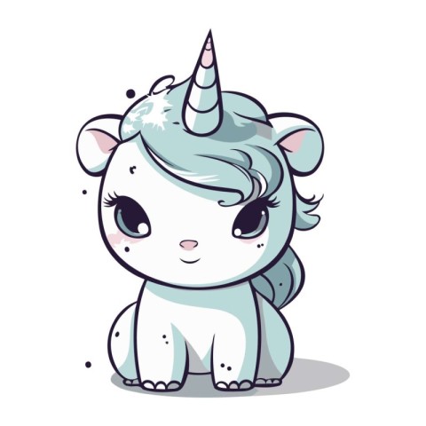 Cute unicorn isolated on white background. Vector illustration f