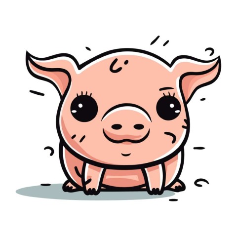 Cute piggy cartoon vector illustration. Cute little pig characte