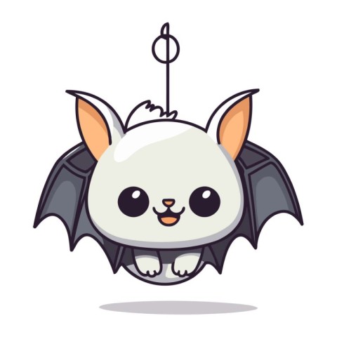 Bat character cartoon design. Halloween vector illustration. Cut