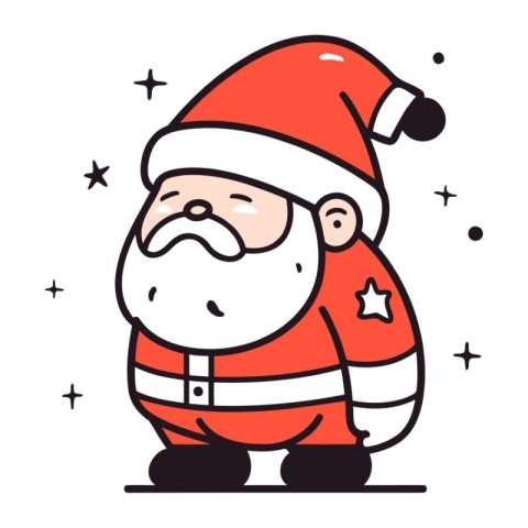 Santa Claus. Vector illustration in line art style. Isolated on