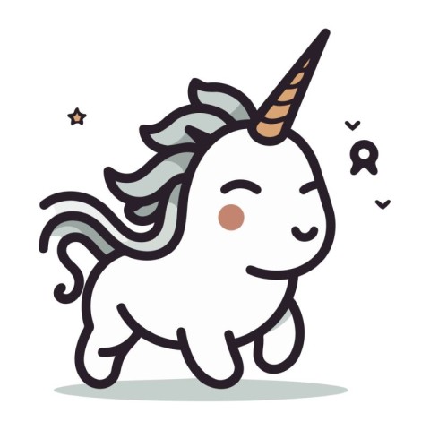 Unicorn cute cartoon character. Vector illustration. isolated on