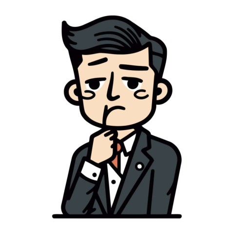 Businessman thinking. Vector illustration of a businessman think