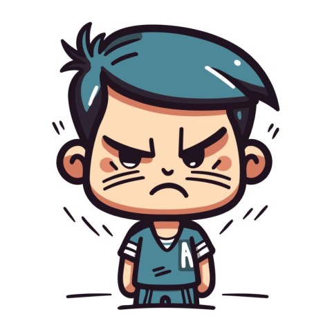 Angry Boy   Retro Cartoon Vector Illustration