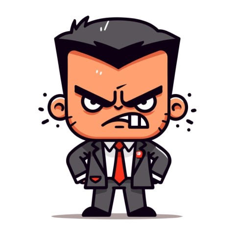 Angry Boss Cartoon Character Vector Illustration. Businessman Ca