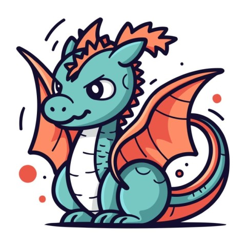 Cute dragon. Vector illustration. Isolated on white background.