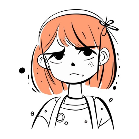 Illustration of a girl with a sad expression on her face.