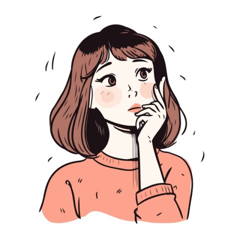 Illustration of a young woman with a worried look on her face