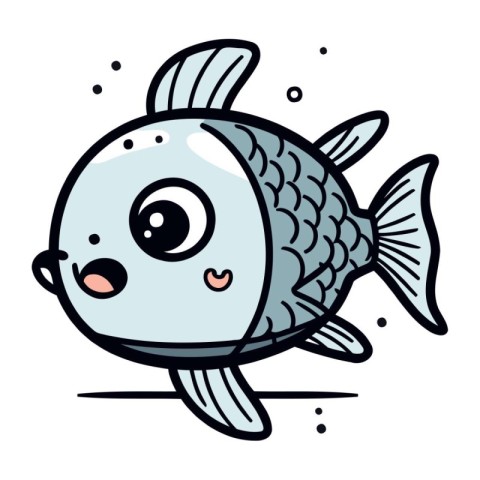 Cute kawaii fish. Vector illustration isolated on white backgrou