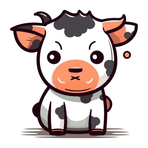 Cute cartoon cow. Vector illustration isolated on a white backgr