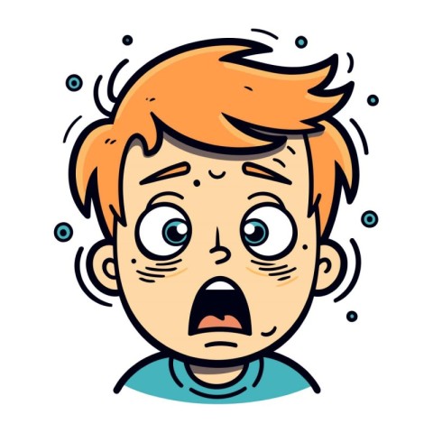 Surprised boy face. Vector illustration in cartoon comic style.