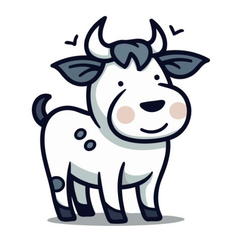 Cute Cow Cartoon Character Vector Illustration. Cute Farm Animal