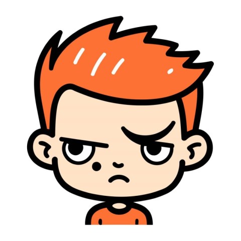 Angry little boy cartoon icon. Vector illustration of angry litt