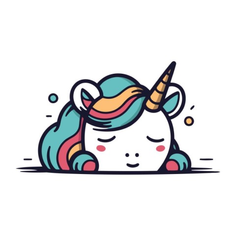 Cute unicorn. Vector illustration in doodle cartoon style.